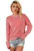 Striped Print Ribbed Trim Round Neck Sweater